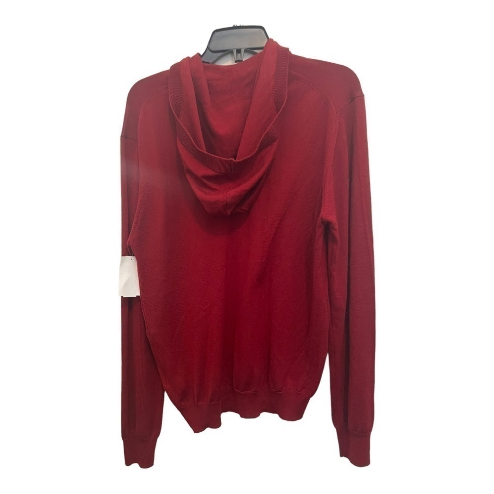 bugatchi MERINO WOOL HOODED PULLOVER IN RUBY - Picture 3 of 12